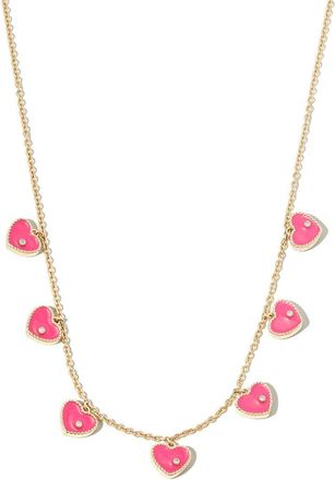 Yvonne Léon 9kt yellow gold enamel and diamond necklace - women - 9kt Yellow Gold - One Size