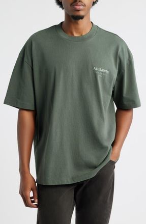 AllSaints Underground Oversize Graphic T-Shirt in Garnet Green at Nordstrom, Size Xx-Large