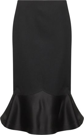 Fendi Zwarte Wol Peplum Midi Rok - Dames - Midirokken - Zwart - S - Wol - Rokken