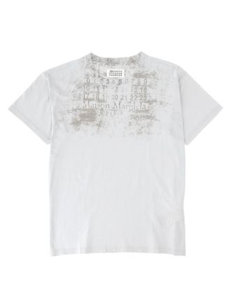 Maison Margiela Relaxed Fit Vintage Print White Cotton T-Shirt