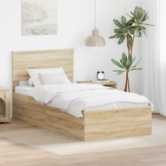 vidaXL Estructura De Cama Con Cabecera Roble Sonoma 75 X 190 Cm Vidaxl