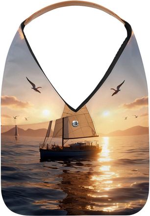 Generic Sailboat Sunset View Reusable Lightweight Grocery Bags - Foldable Into Compact Pouch, Washable & Sturdy, Multipurpose for Shopping and Travel