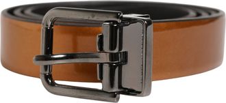 Dolce & Gabbana Men Brown Classic Leather Metal Buckle Mens Belt