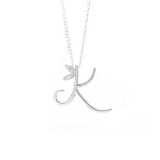 Say It With Winged Diamond Initial Necklace - Sterling Silver - K/18 | Size: 18 inches