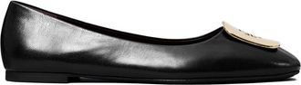 Tory Burch Georgia ballerina shoes - women - Leather/Leather/Nappa Leather/Metal - 10.5 - Black