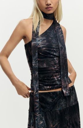 Desigual Scarf Neck Sleeveless Top in Brown at Nordstrom, Size X-Large