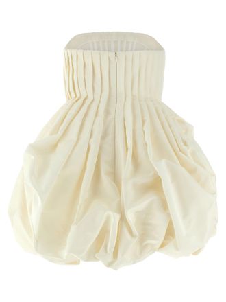 Carolina Herrera Pleated Silk Faille Dress - White