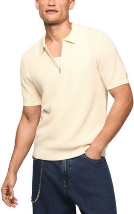 Lucky Brand Quarter Zip Polo Sweater in Whitecap Gray at Nordstrom, Size Xx-Large