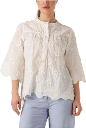 Lollys Laundry Cr&egrave;me Zomerblouse Louisell - Dames - Blouses - Wit - L - Linnen - Overhemden