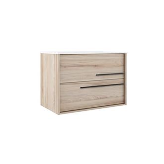 Saniclass Prime Essential Wastafelonderkast - 100x55x46cm - 2 lades - Standaard greep - MDF - licht eiken