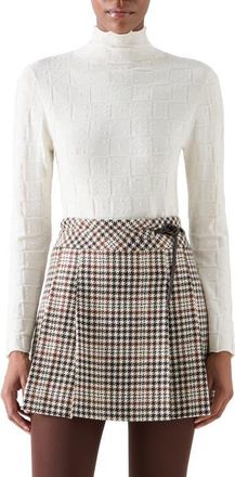Akris 3D Dice Virgin Wool Turtleneck Sweater in Winter White at Nordstrom, Size 12