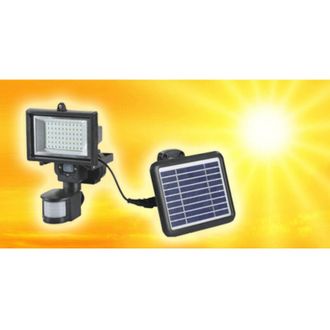 Trade Shop Trade Shop Traesio - Trade Shop - Faro Faretto 60 Led Sensore Movimiento Y Pannello Solare Recaricabile Luce Bianca