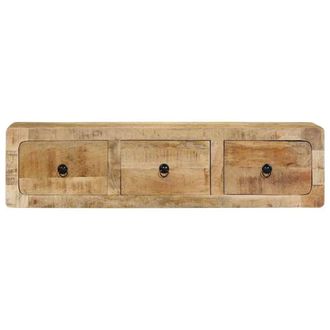 Berkfield Home Wall-mounted TV Cabinet 100x32x25 cm Solid Wood Rough Mango in Brown | Size: 100 x 32 x 25 cm