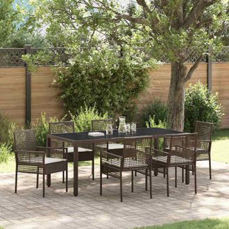 vidaXL Conjunto De Comedor De Jard&iacute;n 7 Pcs Marr&oacute;n Polirat&aacute;n Vidaxl