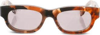 Gucci rectangle tortoiseshell sunglasses - women - Bio Nylon/Acetate - One Size - Brown
