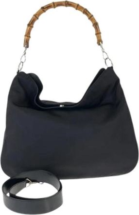 Gucci Pre-owned Bamboo Nylon 2way Bag - Dames - Vintage Handtas - Zwart - ONE Size - Nylon - Vintage