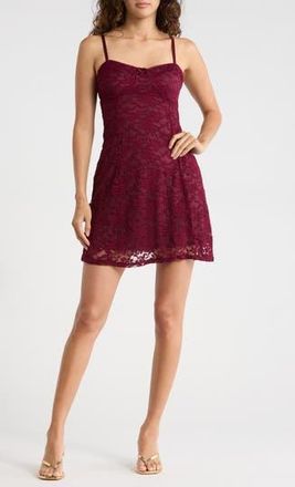 Madden Girl Lace Fit & Flare Dress in Burgundy at Nordstrom Rack, Size X-Large