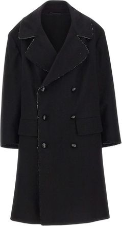 Maison Margiela Woljas met rafelranden - Dames - Mantel - Zwart - XS - Wol - Jassen