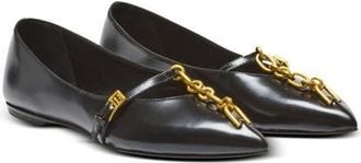 Balmain Shiny lambskin Sync ballet flats in Black at Nordstrom, Size 36