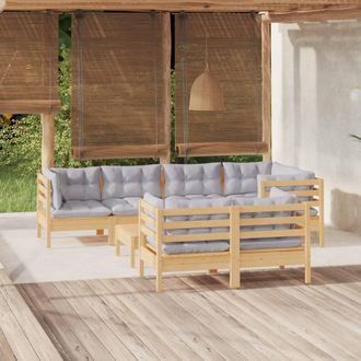 vidaXL Juego De Muebles De Jard&iacute;n 8 Pzas Y Cojines Madera Maciza Pino Vidaxl