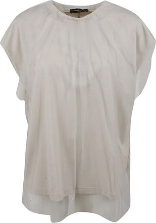 Fabiana Filippi T-shirt met overslag van tule - Beige