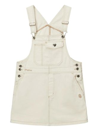 Fingercroxx Pinafore denim mini-jurk met hartdetail - Wit