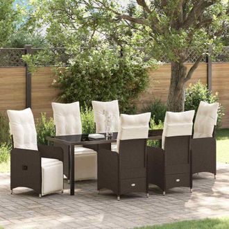 vidaXL Conjunto De Comedor De Jard&iacute;n 7 Pcs Marr&oacute;n Rat&aacute;n Sint&eacute;tico Vidaxl
