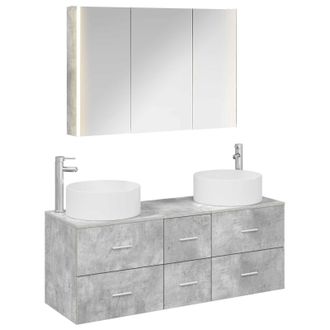 vidaXL Juego De Muebles De Ba&ntilde;o 4 Uds. Gris Hormig&oacute;n Vidaxl