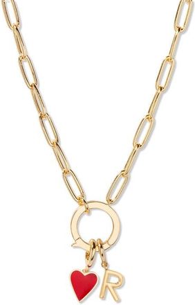Brook & York Cameron Initial Heart Charm Necklace in Gold R at Nordstrom