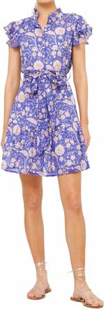 Oliphant Ruffle Collar Button Mini Carolina Dress In Cobalt