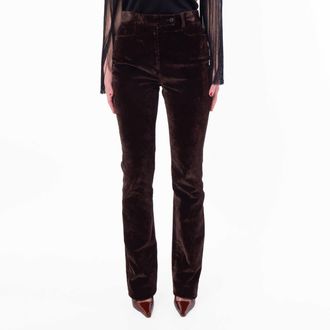 Ferragamo Ferragamo Straight-Leg Flock Velvet Trouser