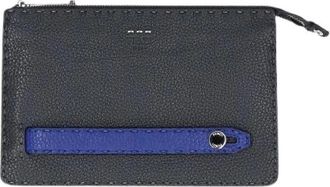 Fendi Pre-owned Clutches, male, Gray, Size: ONE SIZE Pre-owned Selleria Leather Clutch Bag
