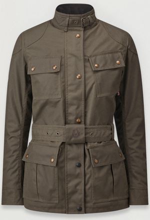 Belstaff Trialmaster Motorcycle Jacket Womens Waxed Cotton Forest Green Size UK 16