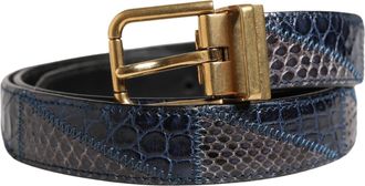 Dolce & Gabbana Men Multicolor Leather Metal Buckle Belt Caiman Reticolato Python