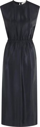 Tela Navy Blue Midi Jurk met Elastische Taille - Dames - Casual kleedjes - Blauw - 2XS - Kleedjes