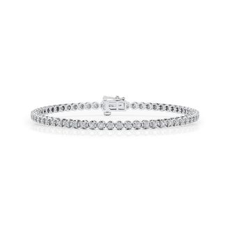 Grown Brilliance 1 Carat Round Lab Grown Diamond Tennis Bracelet in Sterling Silver, G Color, SI Clarity, 6 Inches Length
