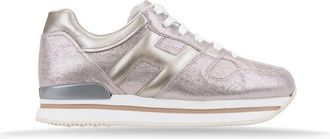 Hogan Glanzende Leren Veterschoenen - Dames - Sneakers - Roze - 35 EU - Leer - Schoenen