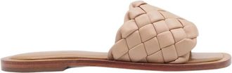 Coral Blue Beige Geweven Leren Sandalen - Dames - Sandalen - Beige - 37 EU - Leer - Schoenen