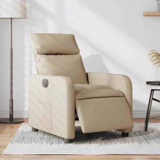 vidaXL Vidaxl - Sill&oacute;n Reclinable El&eacute;ctrico De Tela Crema
