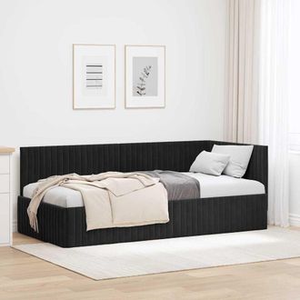 vidaXL Vidaxl Cornice Del Letto Ad Angolo Nero 90 X 200 Cm Velluto