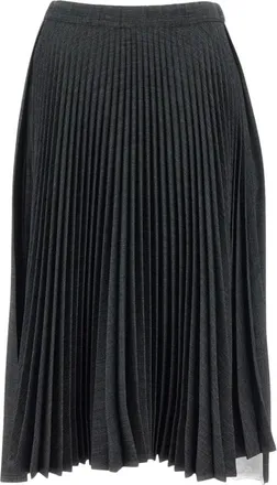 Plan C Plan C, Rokken, Dames, Grijs, XS, Plissirok met Asymmetrische Zoom