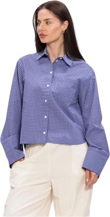 Envii Overhemden, Dames, Blauw, M, Katoen, Enweb LS Short Shirt