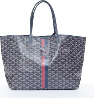 Goyard Saint Louis PM Blue Goyardine Canvas Tote Bag