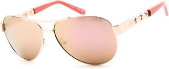 Guess Brown Mirror Pilot Ladies Sunglasses GU00174 28G 60