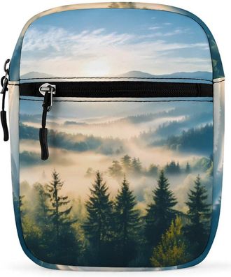 Generic Sunrise Misty Forests Crossbody Bag Adjustable Satchel Cute Shoulder Bag Lightweight Sling Bags