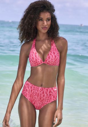 Elbsand Bikini-Hose ELBSAND Letra, Damen, Gr. 34, N-Gr, orange (koralle), Recycling-Polyamid, bedruckt, Badehosen Bikini-Hose, mit tollem Wording