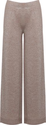 D.exterior Beige Lurex Wide-Leg Wool Pants