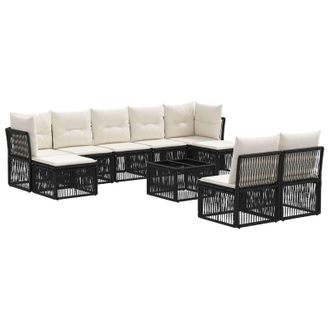 vidaXL Conjunto De Sof&aacute;s De Jard&iacute;n 10 Pcs Negro Rat&aacute;n Sint&eacute;tico Vidaxl