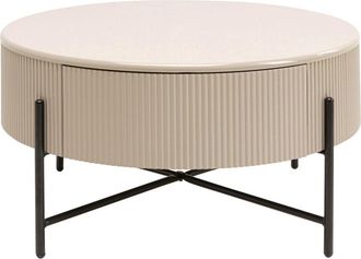 Kare Design Mesa de centro riffle &oslash;80 cm de madera color crema