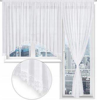 OEM Juego De Cortinas Y Visillos Guipura Para Balc&oacute;n, Sal&oacute;n Y Dormitorio, 400x145 Y 200x250